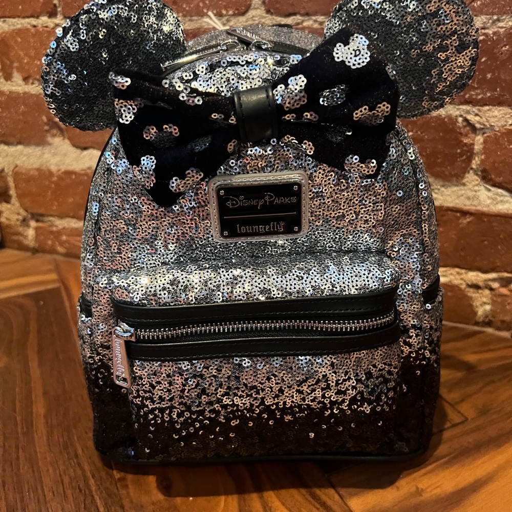 Loungefly Black and Silver Sequin Mini Bag